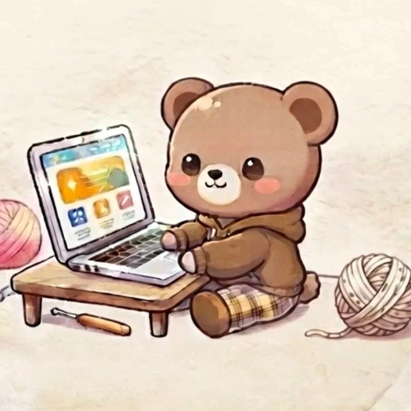 ノートパソコンでホームページを作るくまちゃん